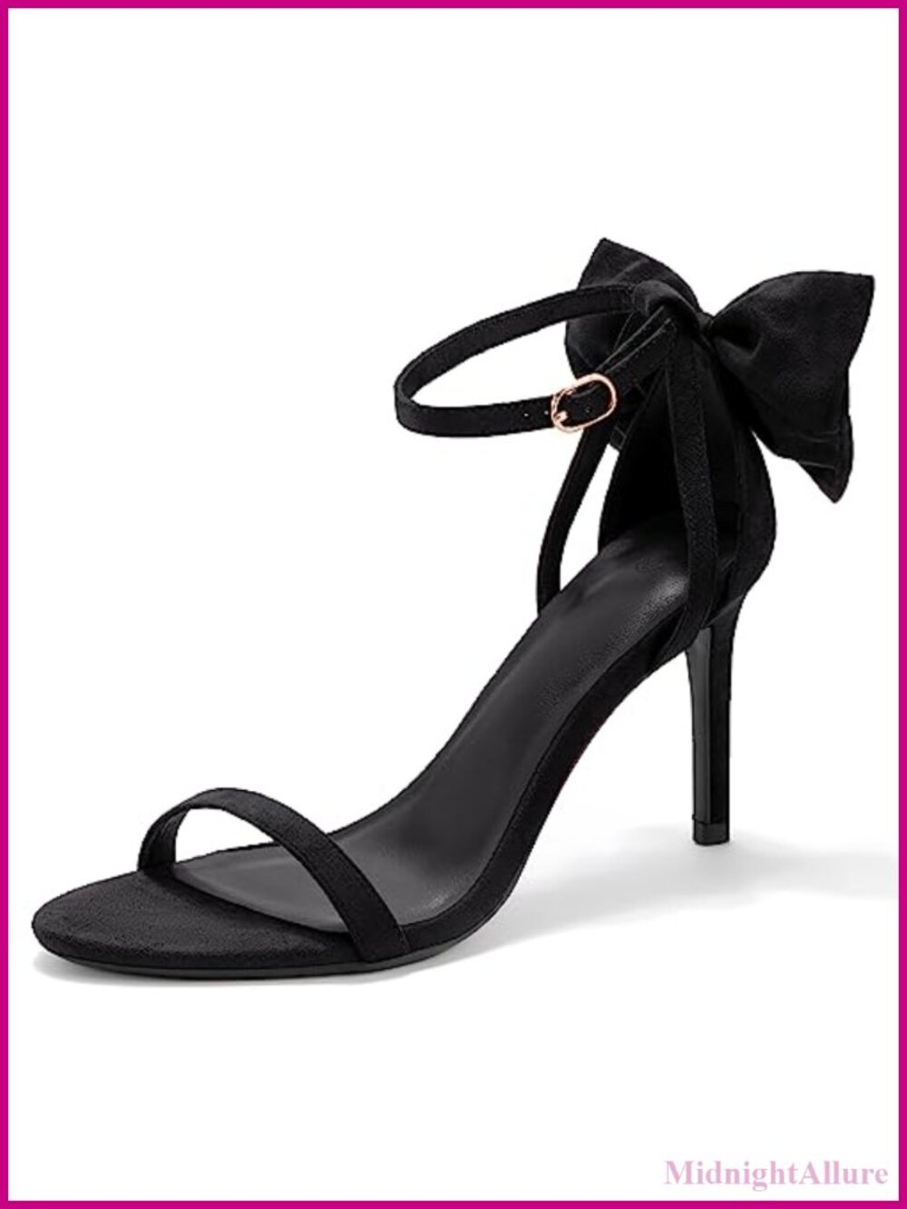 Coutgo Women's Ankle Strap High Heels Open Toe Stiletto Bow Tie Knot Heeled